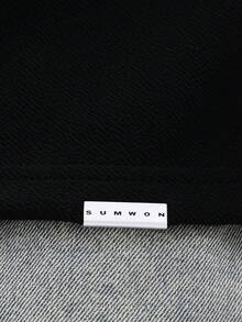 SUMWON Long Sleeve Layered Look Crew Neck T-Shirt With Striped Under Layer Sleeves Casual Everyday Streetwear Plain - Black - View 8