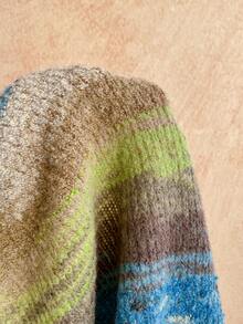 Soleia 2 Stücke/Set aus Neckholder-Crop-Top und Shorts aus Ombre-Strickgarn, geeignet für Nachmittagstee, Strand, Meer und andere Urlaubsanlässe. Zweiteiliges Strickset, zweiteiliges Sommerset, Sommer-Loungeset, gestreiftes zweiteiliges Set, kurzes Strickset