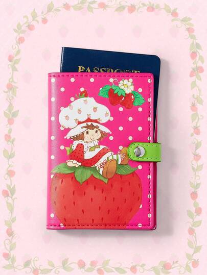 Red Polka Dot & Cartoon Pattern Fashion Portable Large Capacity Cute Passport Holder