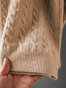 Manfinity Homme 男士休闲纯色针织衫，秋冬男士针织衫衬衫，米色男士纽扣针织Polo衫，杏色男士，秋冬 - 橘色 - 查看 6