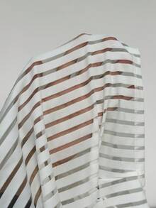 StreetHx Streetwear Women's Casual White Long Sleeve Striped Textured Fabric Shirt Top - White - View 7