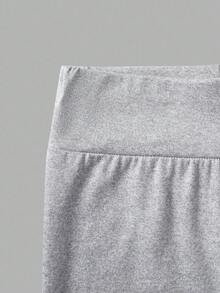 SHEIN ChillGRL 2pcs/Set Tween Girl Butterfly Print Crew Neck Sweatshirt And High Waist Knitted Flare Pants Y2K Outfit - White - View 4