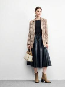 CUCCOO BIZCHIC 女士侧拉链设计时尚休闲高跟中筒靴 - 卡其色 - 查看 6