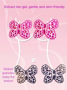 1 Pair Rhinestone Butterfly Fashion Nipple Covers - Pink - View 3