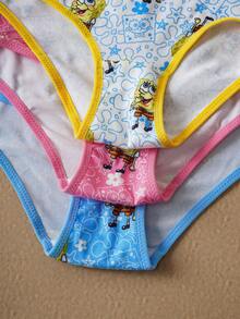 SpongeBob SquarePants | SHEIN Women's Comfortable Soft Cute Cartoon Pattern Panties - Multicolor - View 6