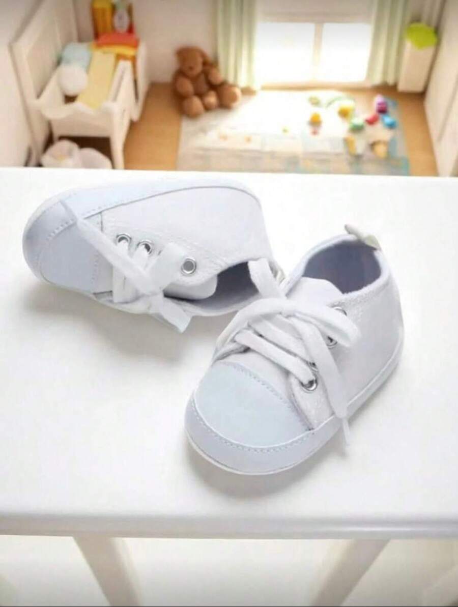 1 par de calcetines tipo náutico para niños, zapatos de lona clásicos para deportes у zapatillas para bebés recién nacidos, niños y niñas, primeros pasos, zapatos antideslizantes para bebé y niño pequeño - Blanco - Ver 1