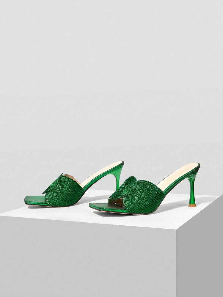 SQUARE TOE BRAID HEELED SANDALS SPRING SHOES SUMMER SHOES