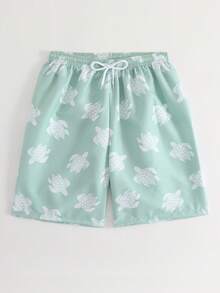 SHEIN Teen Boys Turtle Print Drawstring Waist Casual Swim Trunks, Woven Fabric For Holiday With Flamingo Boys Beachwear Teen Boy Dinosaur Swim Trunks Beach Shorts Mens Swim Trunk Beach Wear Summer Vacation Thermal Christmas Holiday Festival New Years Valentines Swim 
رمضان
عباياتabaya جلابياتjalabiya جلابيه Beach Shorts With Flamingo Boys Beach Shorts For Boys - Green - View 7