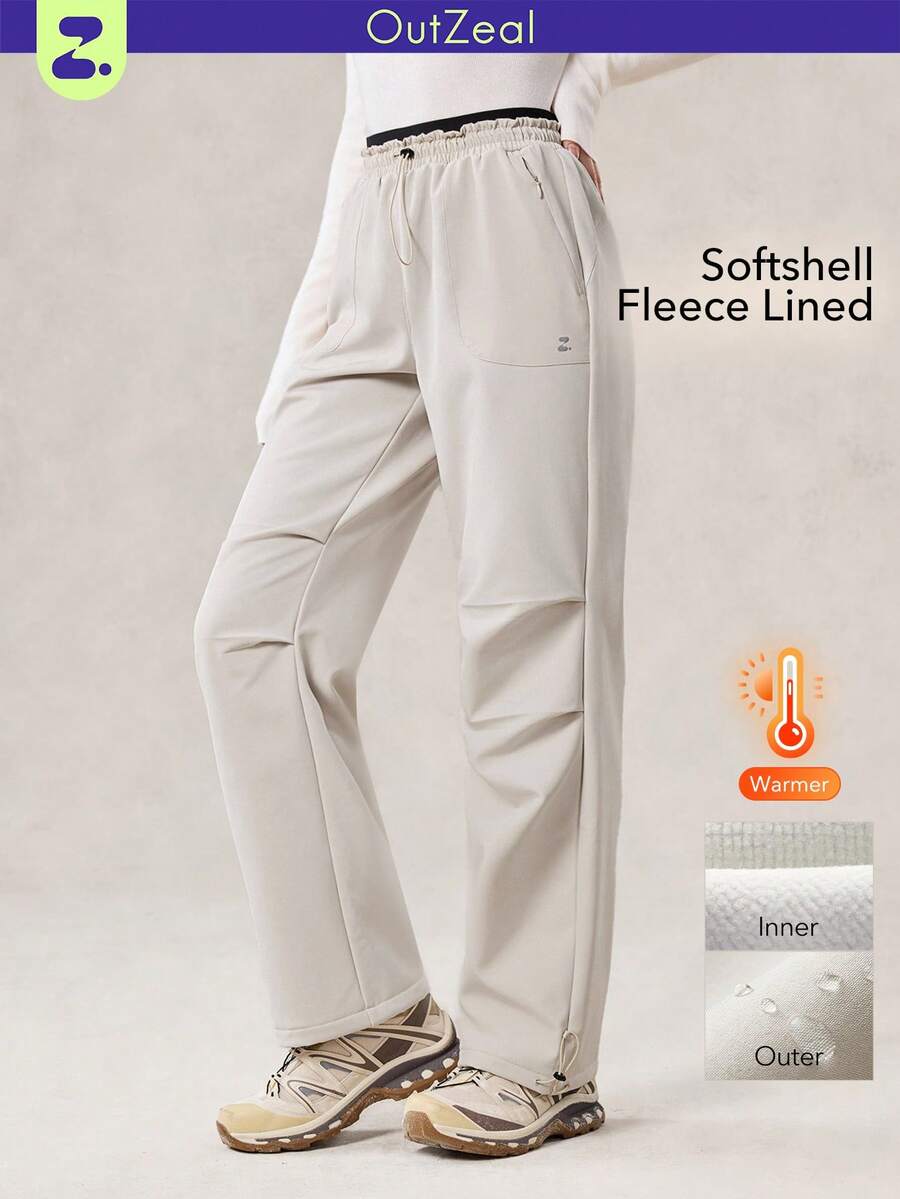 OutZeal 女士滑雪裤 户外裤 冬季徒步露营保暖内衬防水直筒户外裤 - 杏色 - 查看 1