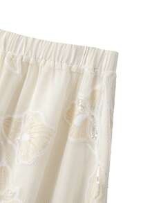GlowEve CURVE Plus Size Elegant Sequin Embroidered Lining Skirt, Suitable For Party, Daily Wear, Commuting - Apricot - View 4