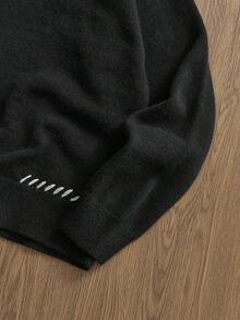 SWAVVY Men's Casual Crew Neck Long Sleeve Pullover Sweater, Autumn/Winter Male Sweater Grunge Sweater Pullover Sweater For Men Knit Men Long Sleeve Knit - Black - View 3