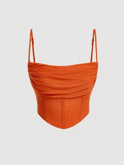 SHEIN MOD Women's Y2K Solid Color Pleated Fashion Camisole