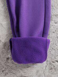 SHEIN Tween Girl Letter Printed Round Neck Fleece Sweatshirt And Sweatpants Set - Purple - View 8