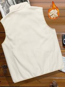Manfinity Homme Áo khoác nỉ nam dáng rộng, có thêu chữ, màu nâu, có túi, áo khoác nỉ nam, áo khoác nỉ nam thường ngày, phong cách cổ điển, thích hợp cho sinh hoạt hàng ngày, những chuyến đi cuối tuần, hoạt động ngoài trời, du lịch, môi trường làm việc thoải mái hoặc các dịp bán trang trọng, quà tặng cho bạn trai/chồng, quà kỷ niệm, quà Giáng sinh, áo khoác nỉ Sherpa nam, áo gile nỉ nam, áo khoác ấm áp nam. - Màu be - Xem 2