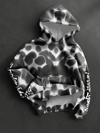 Manfinity EMRG Sudadera con capucha de estilo oscuro para hombres, diseño de patrón de espinas, camuflaje, ropa de calle, corte holgado oversize, moda urbana de hip hop, sudadera con capucha personalizada de nicho para hombres