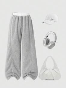 SHEIN ChillGRL 青少年女孩休闲宽松直筒运动裤，美式街头风百搭，适合外出、上学、街拍，适合秋冬