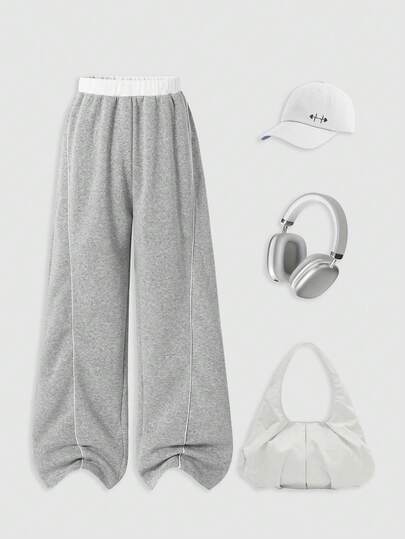 SHEIN ChillGRL 青少年女孩休闲宽松直筒运动裤，美式街头风百搭，适合外出、上学、街拍，适合秋冬