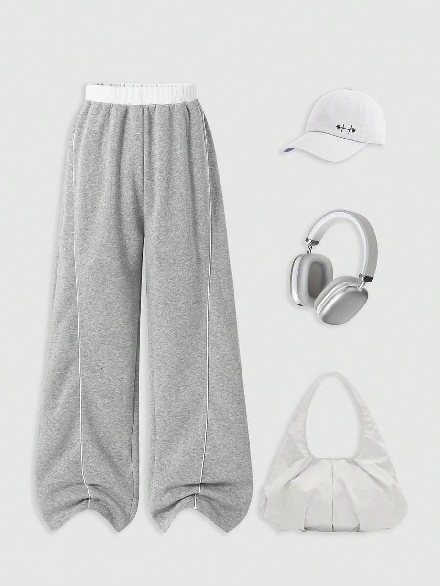 SHEIN ChillGRL 青少年女孩休闲宽松直筒运动裤，美式街头风百搭，适合外出、上学、街拍，适合秋冬