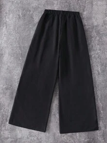 SHEIN Mirajuku 1-Piece Teen Boys' Streetwear Urban Style Contrast White Stitching Detail Loose Fit Wide Leg Cargo Pants With Side Pockets Comfortable Casual Fashionable Trousers For Daily Wear Street Fashion Spring Autumn