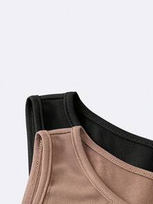 SHEIN LUNE 2件套女士休闲修身吊带连衣裙+圆领修身迷你连衣裙套装，时尚休闲风 - 彩色 - 查看 4