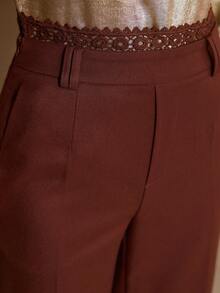 MOTF PREMIUM LACE PATCHWORK SUIT PANTS, AUTUMN/WINTER - Burgundy - View 2