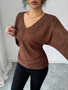 Elenzga Váy nữ màu nâu cà phê họa tiết vải cổ chữ V cạp rộng thiết kế nhún bèo thanh lịch sang trọng quà tặng sinh nhật tiệc hẹn hò ngày nhà giáo ngày độc lập lễ hội mua sắm đôi 11 trở lại trường tiệc độc thân ngày lễ đêm Giáng sinh lễ tạ ơn lễ hội Halloween lễ hội Giáng sinh Diwali năm mới du lịch kỳ nghỉ trang phục dạo phố - Cà phê nâu - Xem 4