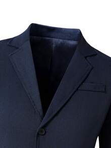 SHEIN 3 件青少年男孩绅士西装套装：西装外套 + 裤子 + 背心，适合钢琴/小提琴演奏会、婚礼、毕业典礼和其他正式场合 - 藏蓝色 - 查看 4