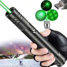 1PC Red Light/Green Light Laser Pointer High-Power Flashlight: Rechargeable Powerful Green Laser Pointer With Star Cap, Remote Control Powerful Laser Dot Beam Indicator, Suitable For Astronomy Demonstration Outdoor Camping Cat And Dog Laser Toy, USB Direct Recharge Upgrade School Supplies, Back To School - Multicolor - View 2