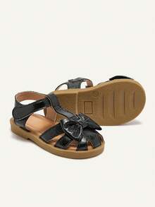 Cozy Pixies 夏季时尚女童平底凉鞋，金色公主风舒适鞋，适合度假派对 - 黑色 - 查看 8