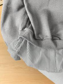 Modelyn Striped Patchwork 2 In 1 Long Sleeve Elegant & Fashionable Women Sweatshirt - Multicolor - View 6