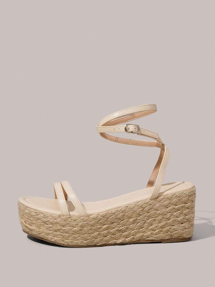 Women's Woven Rope Platform Wedge Sandals, Boho Style, Retro American Western Music Festival, Party, Vacation, Vacation Outfits Travel Essentials