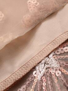 DAZY 优雅长款正式礼服，高端奢华精致优雅女士嘉年华礼服 - 杏色 - 查看 8