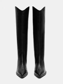 CUCCOO CURVES Women's Black Pointed Toe Back Zipper Design Wide Fit Ankle Boots For Christmas