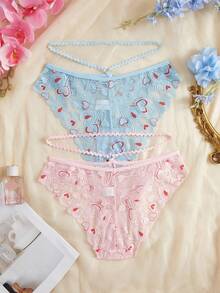 2pcs/Pack Sexy Heart Lace Women's Panties - Multicolor - View 2
