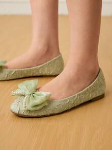 CUCCOO HITCHD Giày bệt nữ thanh lịch tối giản, thoải mái khi đi làm và đi chơi Bow Decor - màu xanh lá - Xem 7