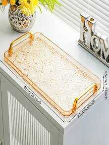 1set New Acrylic Tray With Geometric Handle, Ripple Shape, Nordic Style Creative Platter, Suitable For Snacks, Cups, Cutlery, Etc.,Kitchen,Christmas Gift - Gold - View 8