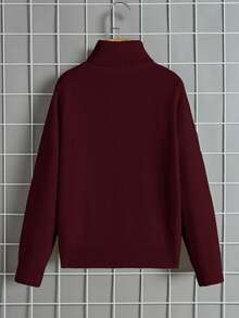 SHEIN Casual Comfortable Versatile Turtleneck Sweater For Teen Boys - Red - View 5