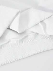 SHEIN Explorewe Bộ đồ nỉ cổ chữ V đa năng thường ngày cho bé gái tuổi teen, áo thêu chữ và số màu đen, quần in chữ và số và dây rút ở eo, thích hợp cho các buổi đi chơi mùa thu/đông, đi làm, du lịch, có thể kết hợp với áo khoác và áo khoác ngoài - trắng - Xem 8