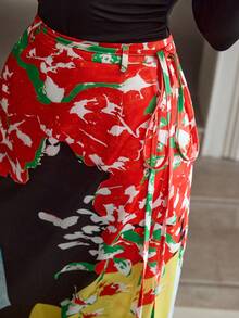 ZEYLAH 女士新款百搭彩色真丝印花A字中长裙 - 彩色 - 查看 5