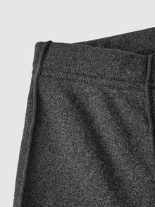 SHEIN MOD 70年代复古保暖衬里荷叶边修身喇叭裤 – 长裤，舒适穿着，秋冬服装 - 深灰色 - 查看 3