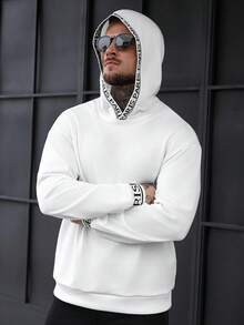 Manfinity CasualCool Men's Fashionable Casual Letter Graphic Hoodie Sweatshirt White Hoodie White Graphic Hoodie Old Money,Daily Leisure, Weekend Trips, Outdoor Activities, Travel Expeditions, Relaxed Work Environments Or Semi-Formal Occasions,Boyfriend/Husband Gift, Anniversary Gift Christmas Hoodies For Men Designer Hoodies Men Streetwear Hoodie Hoodies Casual, Long Sleeve Top