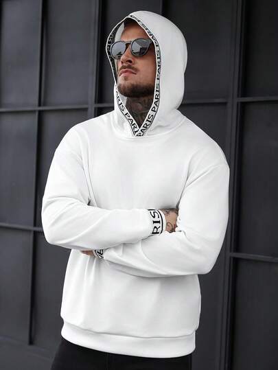 Manfinity CasualCool Men's Fashionable Casual Letter Graphic Hoodie Sweatshirt White Hoodie White Graphic Hoodie Old Money,Daily Leisure, Weekend Trips, Outdoor Activities, Travel Expeditions, Relaxed Work Environments Or Semi-Formal Occasions,Boyfriend/Husband Gift, Anniversary Gift Christmas Hoodies For Men Designer Hoodies Men Streetwear Hoodie Hoodies Casual, Long Sleeve Top