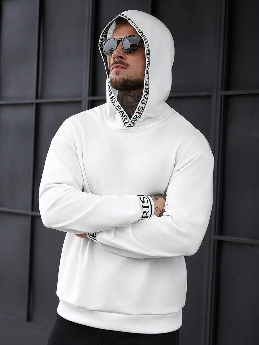 Manfinity CasualCool Men's Fashionable Casual Letter Graphic Hoodie Sweatshirt White Hoodie White Graphic Hoodie Old Money,Daily Leisure, Weekend Trips, Outdoor Activities, Travel Expeditions, Relaxed Work Environments Or Semi-Formal Occasions,Boyfriend/Husband Gift, Anniversary Gift Christmas Hoodies For Men Designer Hoodies Men Streetwear Hoodie Hoodies Casual, Long Sleeve Top