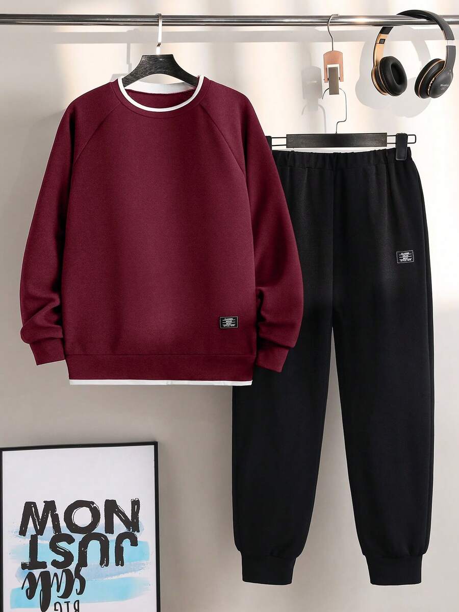 青少年男孩休闲长袖套装（2件套）