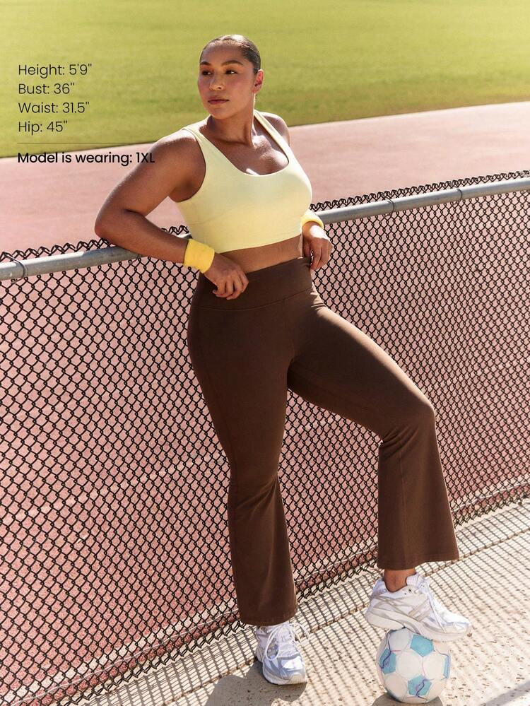 FeatherFit™-Sculpt Sujetador deportivo de cuello cuadrado con copa extraíble, espalda con nudo, de tela elástica y suave, para talla grande, de bajo impacto, para yoga, estudio y uso diario casual