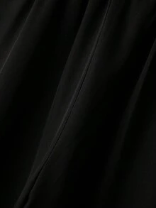 GlowEve CURVE 大码女式纯色优雅3D花卉装饰双口袋时尚百搭个性喇叭裤 - 黑色 - 查看 4