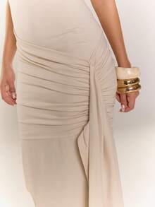 MUSERA Đầm maxi dài xếp lớp, ôm sát, thanh lịch, thích hợp cho mùa xuân hè, các dịp đặc biệt, gợi cảm, kỳ nghỉ, lễ cưới, tiệc độc thân, tiệc chia tay đời độc thân, lễ Phục sinh. - Kem - Xem 3