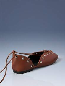 CUCCOO GRLICON 女士时尚休闲系带平底鞋 - 棕色 - 查看 5