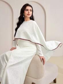 Al Najma 女士简约日常披肩袖阿拉伯风格连衣裙 - 白色 - 查看 1
