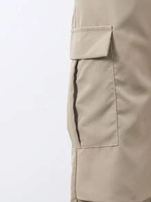 SHEIN ChillGRL 2 件套 Tween Girl 字母印花白色运动衫和卡其色工装裤休闲街头时尚服装 - 白色 - 查看 4